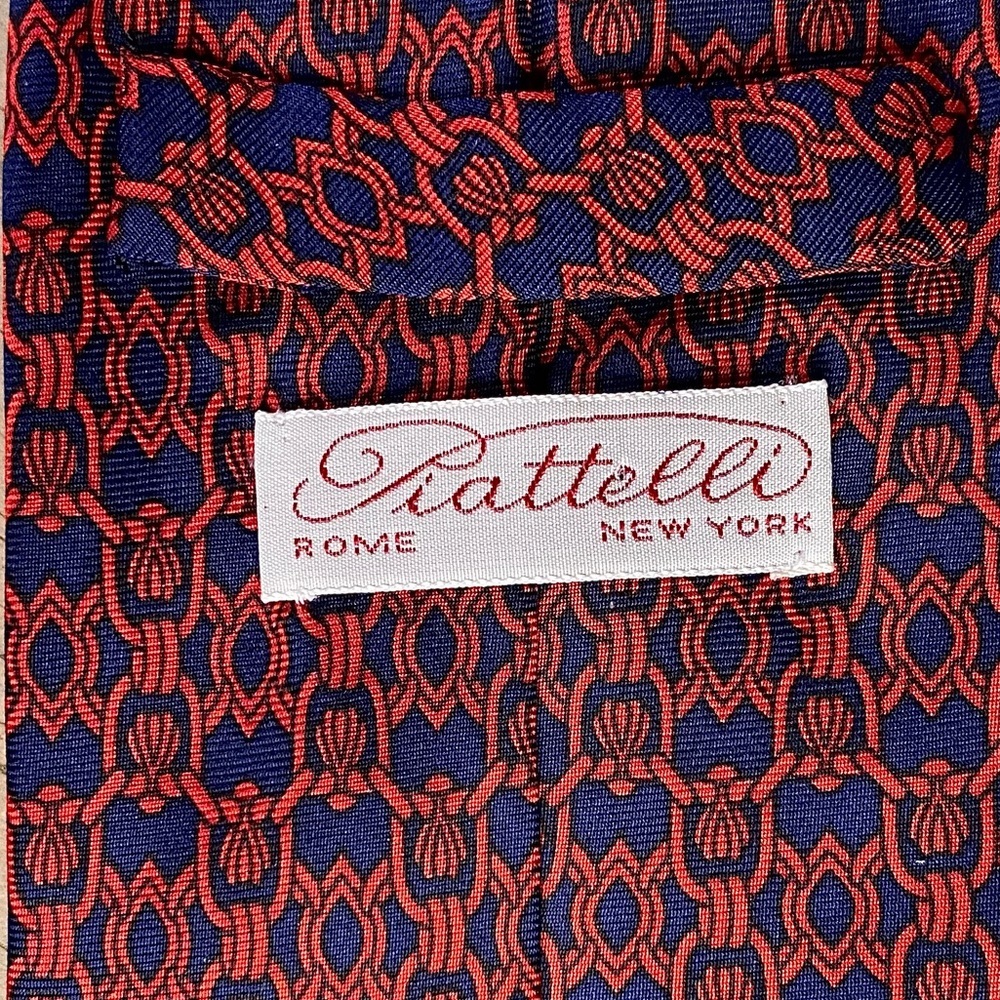 Bruno Piattelli Roma Red & Blue Hand Made 100% Silk Men’s Neck Tie Made In Spain